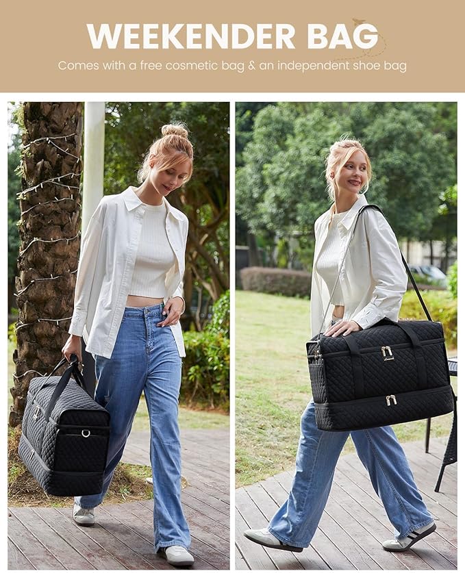LOVEVOOK Large Travel Duffle Bag, Weekender Bags for Women With Shoe Compartment, Overnight Hospital Bag For Women Labor Delivery, Carry on Bag Personal Item Travel Bag, Yoga Gym Duffel Bag