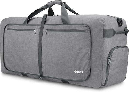Gonex 40L 60L 80L 100L 150L Large Foldable Travel Duffle Bag with Shoes Compartment, Packable Lightweight Water Repellent Duffel Bag for Camping Gym Weekender Bag