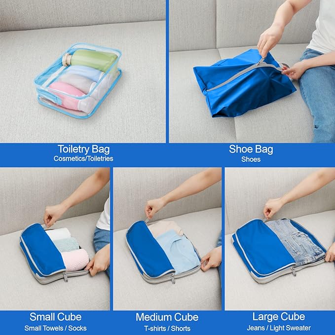 Cambond Compression Packing Cubes for Travel Women - Lightweight Luggage Organizers Bag Packing Cubes for Carry on Suitcases