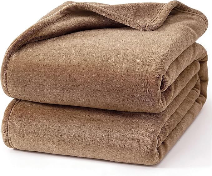 Hansleep Fleece King Size Blanket for Bed Camel, Super Soft Flannel Fuzzy King Size Plush Cozy Blanket for All Seasons, Camel, King 90x108 Inches