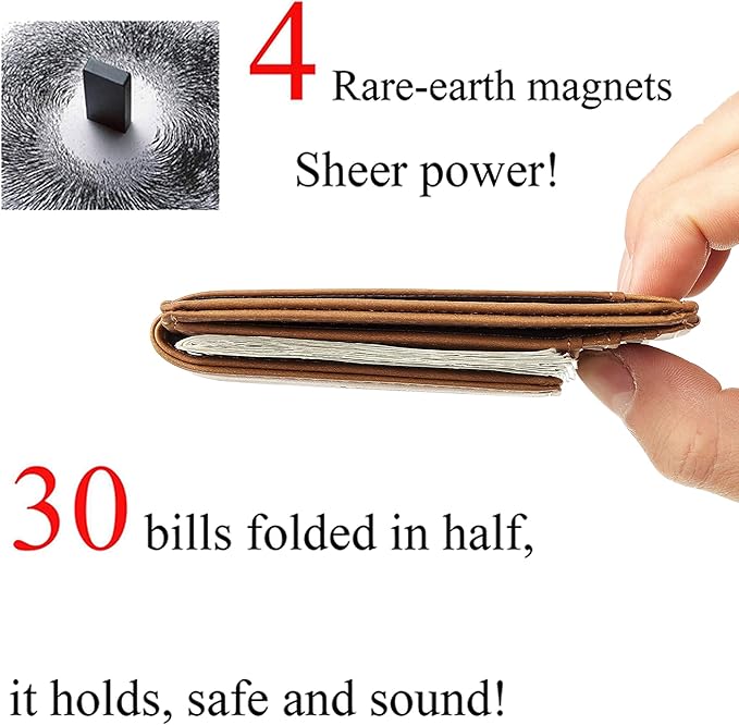 Toughergun Slim Wallet for Men RFID Blocking Money Clip, Minimalist Front Pocket Credit Card Holder, Magnetic Thin Mens Wallets with ID Window