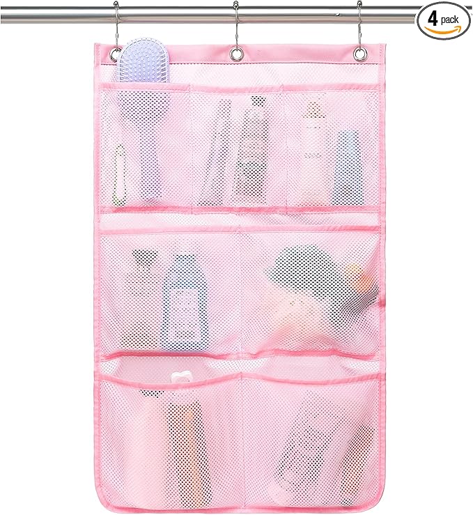 Fammart Mesh Shower Caddy Hanging, Quick-Drying Shower Organizer with 7 Pockets, Portable Bathroom Organizers and Storage for Shampoo, Soap, Loofah, Travel, and Cruise Essentials