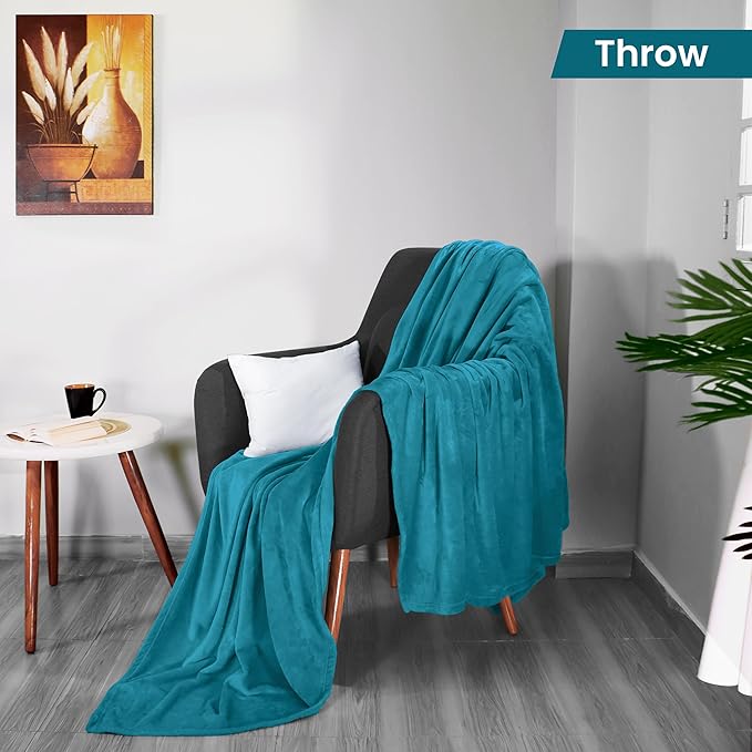 Utopia Bedding Fleece Blanket Throw Size Turquoise 300GSM Luxury Anti-Static Fuzzy Soft Microfiber Blanket for Couch, Sofa and Bed (50x60 Inch)