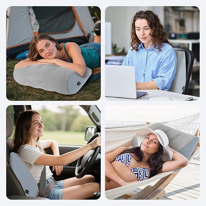 2 Pack Portable Inflatable Wedge Pillow,Body Positioner for Sleep Support, Adjustable Travel Pillow - Lightweight Bed/Leg Support Pillow, Fast Inflation，for Home Outdoor Travel