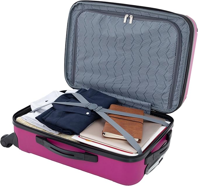 Travelers Club Chicago Hardside Expandable Spinner Luggage, Fuchsia, 22" Carry-On
