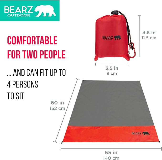 Pocket Blanket - Beach Blanket Waterproof Sandproof, Picnic Blankets Waterproof Foldable, Lightweight & Compact for Hiking, Camping, Travel, Festival Accessories