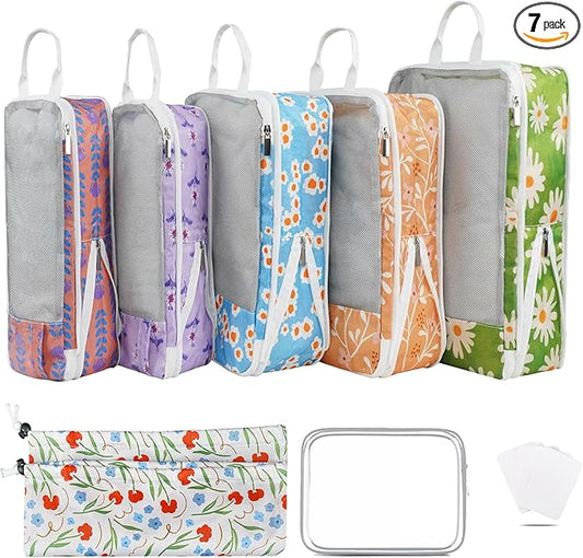 7 Pcs Compression Packing Cubes for Travel Luggage, Lightweight Suitcase Organizer Bags Set, Compression Packaging Cube for Travel Essentials, Packing Cubes for Carry on Suitcase