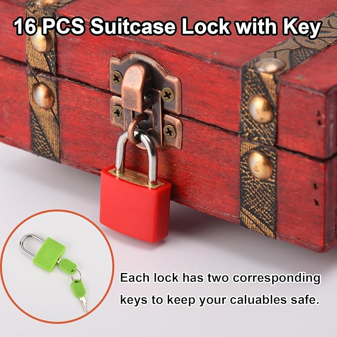smilixin 16 PCS Suitcase Locks with Keys,Small Luggage Padlocks Metal Padlock with Key,Multicolor Lock Luggage Locks Mini Keyed Padlock for Backpack Boxes Laptop Bag School Gym Locker,23 mm,8 Colors