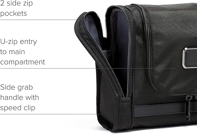 TUMI - Alpha Hanging Travel Kit - Toiletries and Cosmetics Organizer - Travel Essentials Bag with Hooks & Pockets - Black