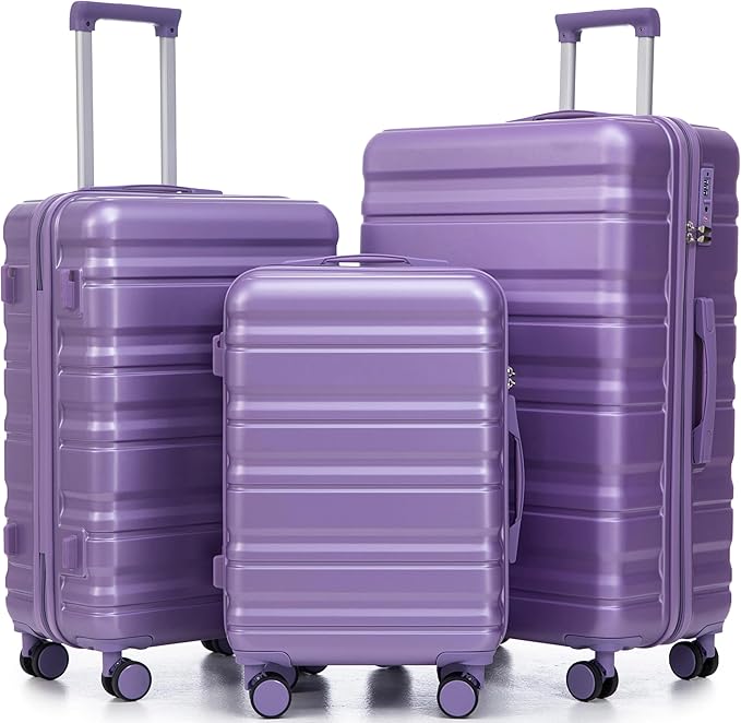 3-Piece ABS Hardshell Suitcase Sets Lightweight, Tough & Scratch-Resistant