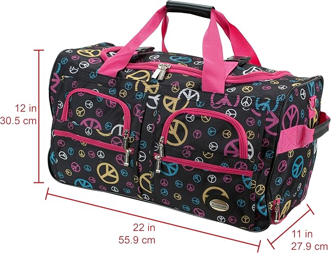 Rockland Rolling Duffel Bag, Black, 22"