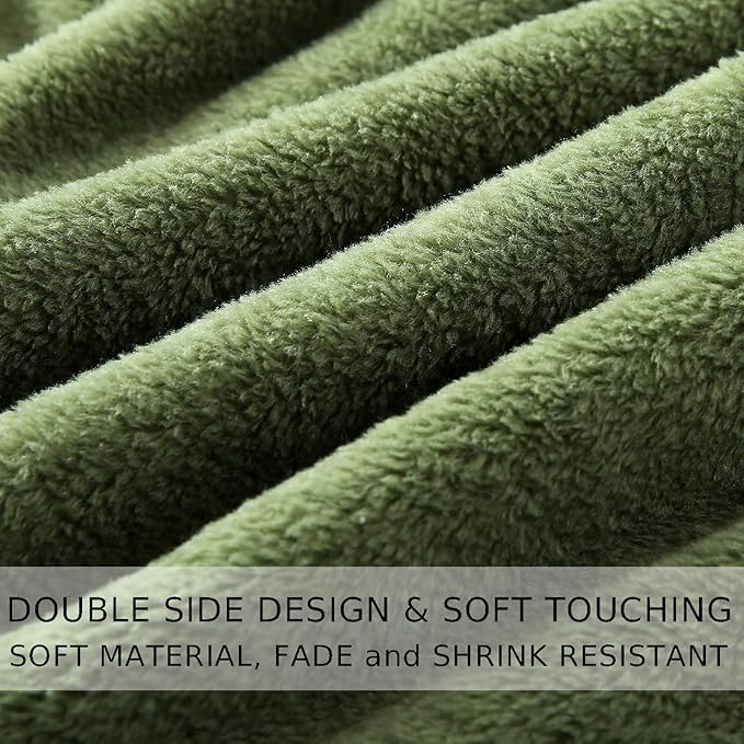 HOZY Soft Blanket King Size Fleece Warm Fuzzy Throw Blankets for The Bed Sofa Lightweight 350GSM Green 90"*108"