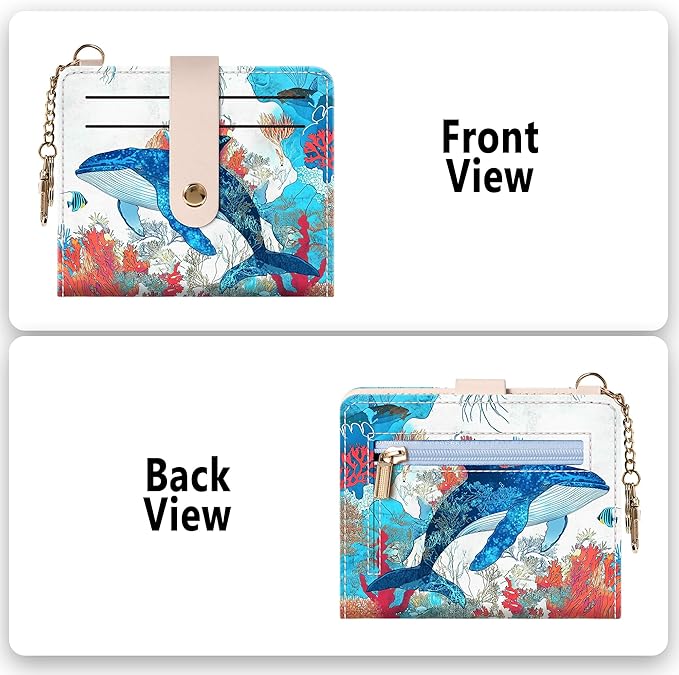Airkit Small Wallets Woman RFID Blocking Leather Credit Card Holder - with ID Window - Card Wallets for Women - with Zipper Coin Purse - Keychain Wallet
