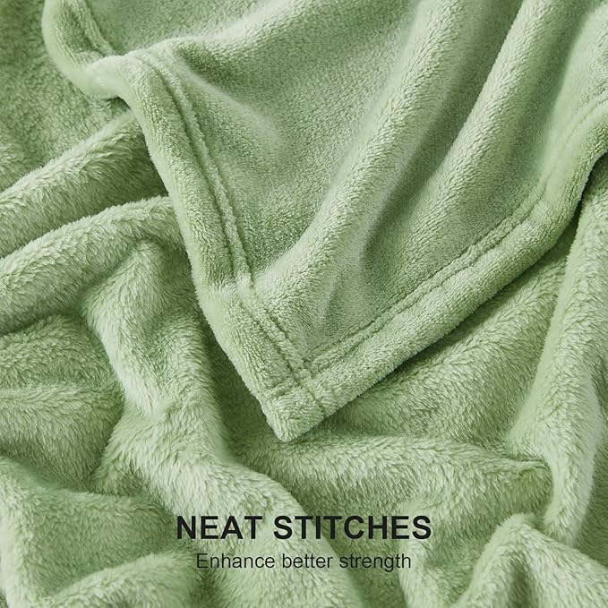 Hansleep Fleece Sage Green Throw Blanket, Super Soft Flannel Fuzzy Plush Cozy Blanket for All Seasons, Sage Green, Throw 50x60 Inches