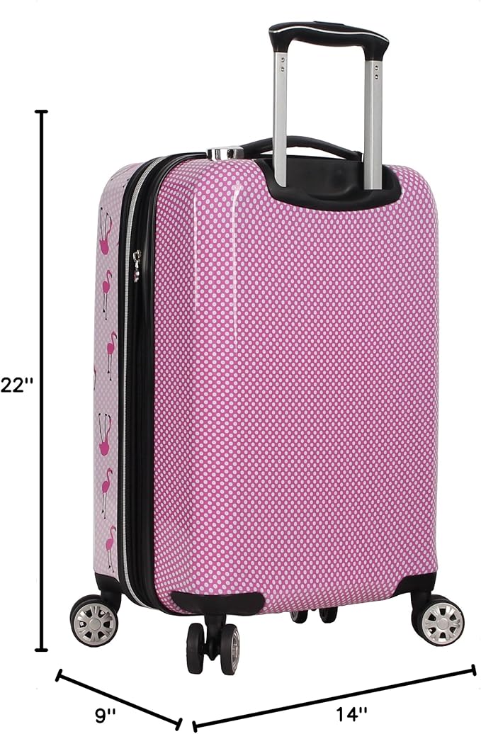 Betsey Johnson Designer 20 Inch Carry On - Expandable (ABS + PC) Hardside Luggage - Lightweight Durable Suitcase With 8-Rolling Spinner Wheels for Women (20in, Flamingo Strut)