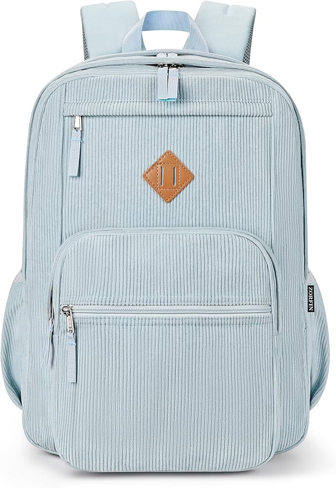 ZORFIN 26L Backpack for College, and Travel: Corduroy Bookbag - Sky Blue