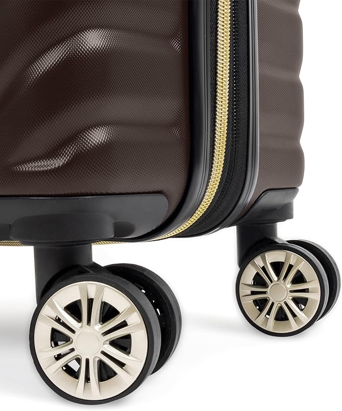 Kenneth Cole REACTION Madison Square Lightweight Hardside Chevron Expandable Spinner Luggage, Chocolate Brown, 20-Inch Checked