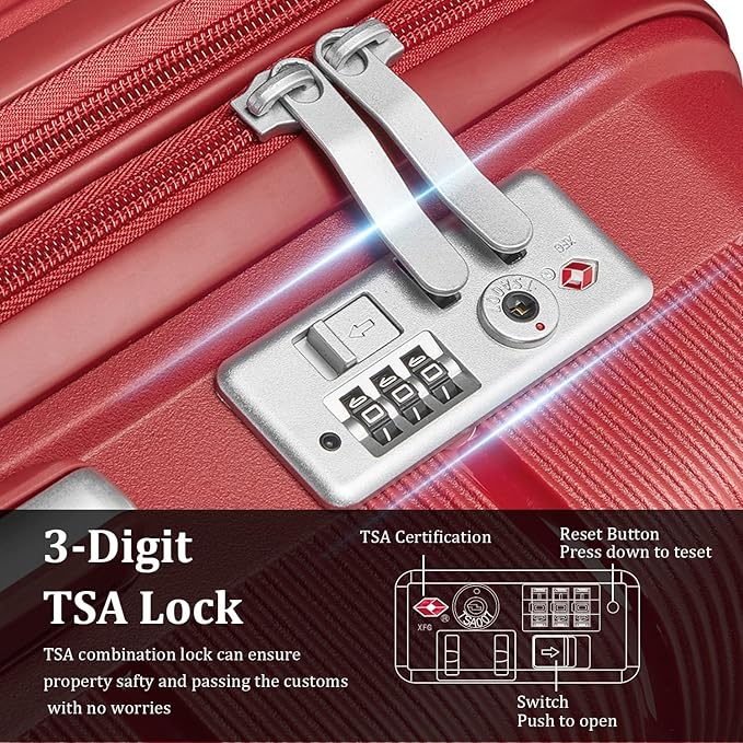 4 Piece Expandable Hardshell Pink Luggage Sets with Spinner Wheels, Lightweight Travel Suitcase Set with TSA Locks, 20 inch Carry On for Women (Wine Red, 4 Piece Set)