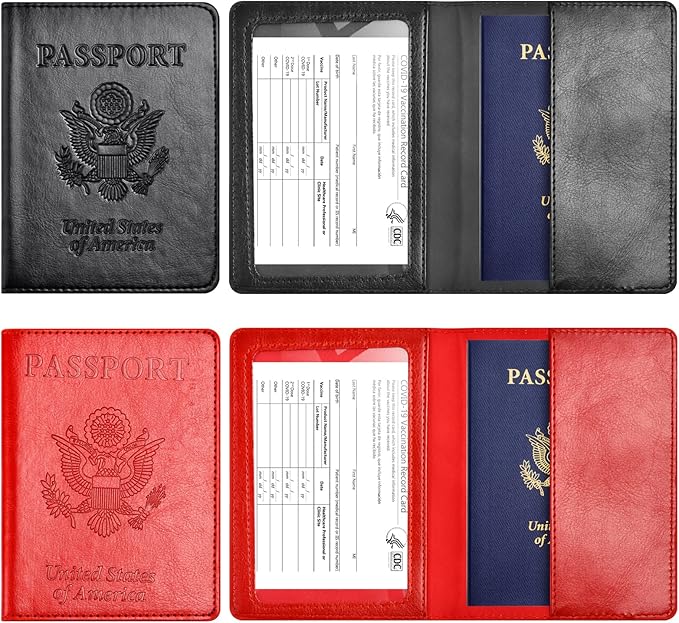 Eoehro Passport Holder for Travel Essentials-2Pack, Passport Wallet Cover Case for Travel Must Haves Accessories,Passport Book Holders for Women and Men
