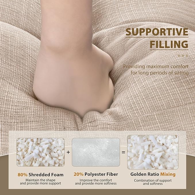 downluxe Indoor Bench Cushion for Indoor Furniture, Non-Slip Tufted Overstuffed Textured Foam Bench Seat Cushion, 36" X 14" X 4", Oatmeal Beige, 1 Pack