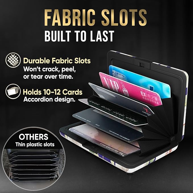 TopMost Aluminum Wallet, Card Case Wallet, Metal RFID Credit Card Holder for Men & Women, 6 Cotton Slots for 10-12 Cards And Bills, Rfd Protective