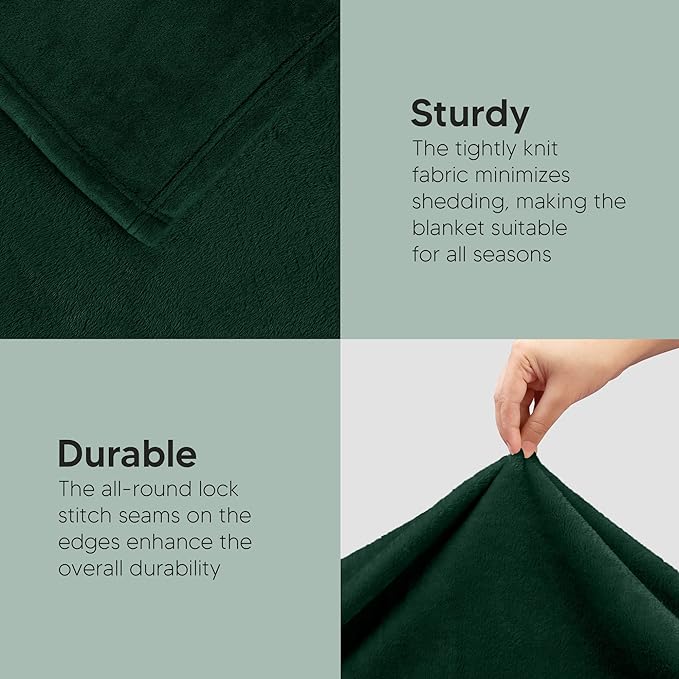Utopia Bedding Fleece Blanket Twin Size Forest Green 300GSM Luxury Anti-Static Fuzzy Soft Microfiber Bed Blanket (60x80 Inch)