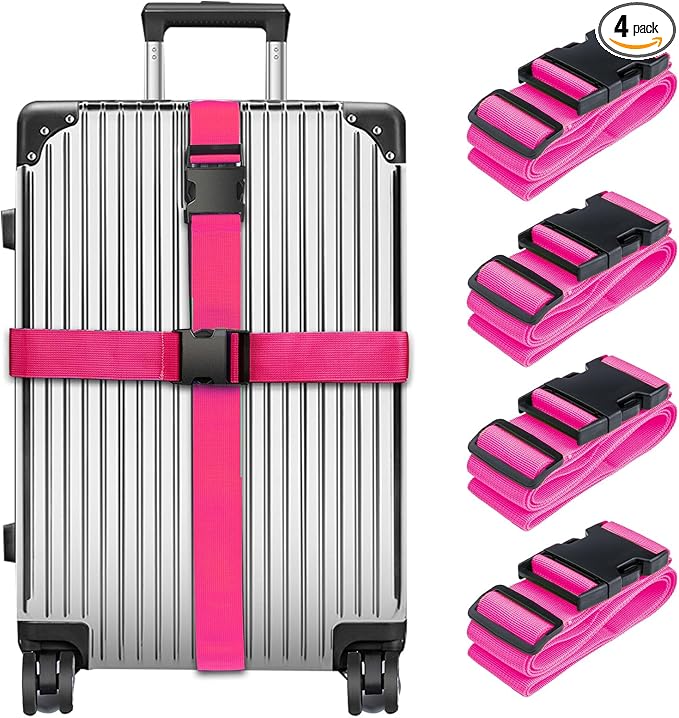 Luggage Straps for Suitcases TSA Approved, Travel Belt Suitcase Belt, Suitcase Straps TSA Approved, Luggage Belt Strap TSA Approved, Travel Straps for Luggage, Luggage Band Bag Straps, Pink