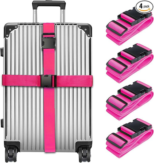 Luggage Straps for Suitcases TSA Approved, Travel Belt Suitcase Belt, Suitcase Straps TSA Approved, Luggage Belt Strap TSA Approved, Travel Straps for Luggage, Luggage Band Bag Straps, Pink