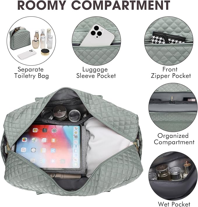 Large Women Travel Duffle Bag, Weekender Bags for Women with Shoe Compartment, Carry on Overnight Bag with Toiletry Bag, Gym Duffel Bag with Wet Pocket, Hospital Bags for Labor and Delivery 3 PCS Set