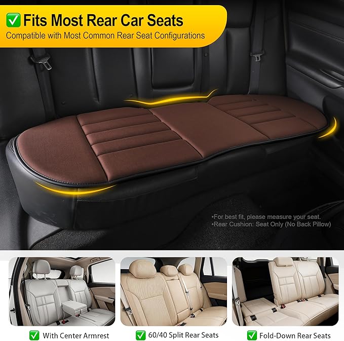 kingphenix 5-Piece Memory Foam Car Seat Cushion Set with Full Back Support Pillow, Comfort for Long Drives & Road Trips, Universal Automotive Comfort for Most Car, Van, Truck, SUV, Brown