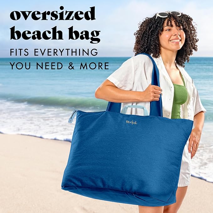 Fit & Fresh Large Beach Bag for Women - Extra Large Travel Tote With Pockets