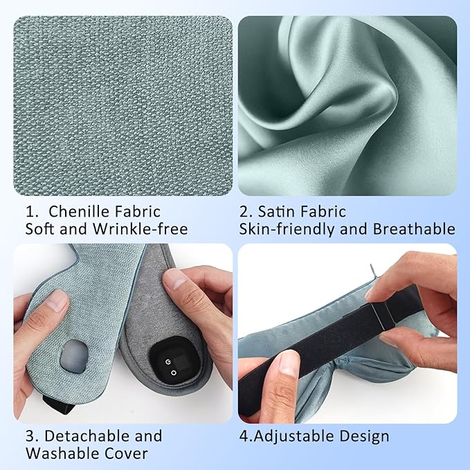 Heated Eye Mask for Dry Eyes, Cordless Warm Eye Compress with 4 Heat Levels, 4-Level Timing, 1000mAh Rechargeable, Blepharitis, Styes, Washable Cover, Travel, Gifts for Family(Green)