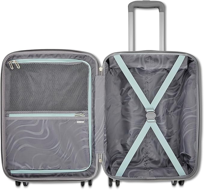 American Tourister Moonlight Hardside Expandable Luggage with Spinner Wheels, Blue Terazzo, 2-Piece Set (20/28)