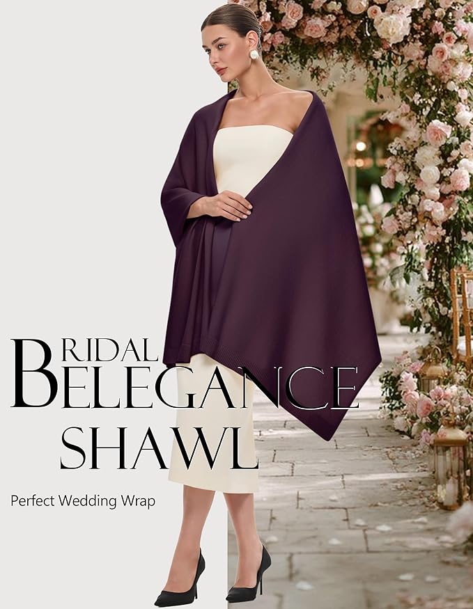 PULI Women's Pashmina Shawl Wraps for Evening Dress Large Scarf Blanket Long Wedding Bridal Winter Warm Shoulder Wrap