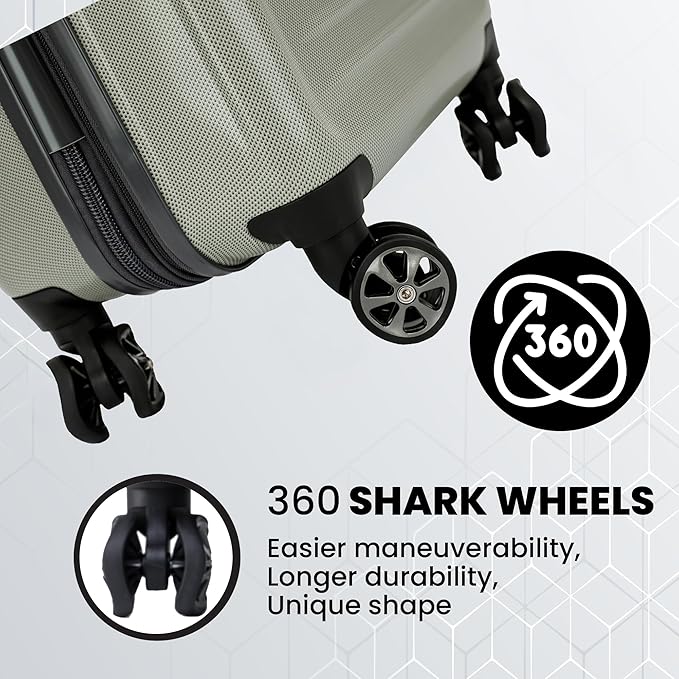 Spyder Rails 25 Inch Expandable Hardside Checked Suitcase with 360° Spinner Wheels, TSA Approved Lock