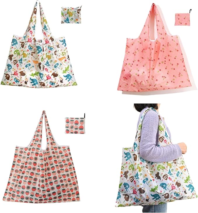 CISMARK Extra Large 50lbs Foldable Reusable Shopping Bags kitchen reusable grocery bags Washable Polyester Bags in Pocket