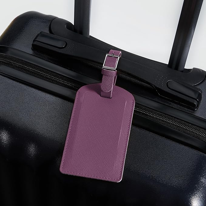3 Pack Luggage Tags for Suitcases, TSA Approved Bag Tags, Baggage Tags with Privacy Protection, Travel Essentials Luggage Accessories, Royal Purple