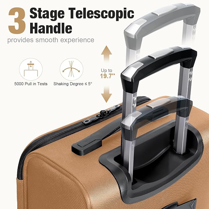 Softside Carry on Luggage Airline Approved, 17 Inch Underseat Carry-on Luggage with Removable Spinner Wheels, Small Personal Item Suitcase for Travel Business, (Brown, 17 inch_Underseat)