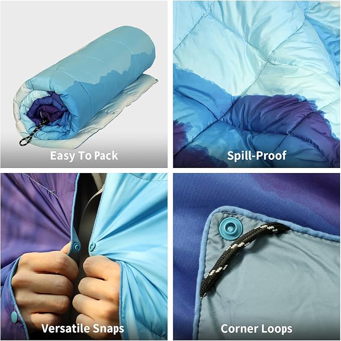 Camping Blanket, Puffy Blankets Lightweight Windproof Resistant for Outdoors,Hiking, Backpacking,Car,Picnic,Stadium