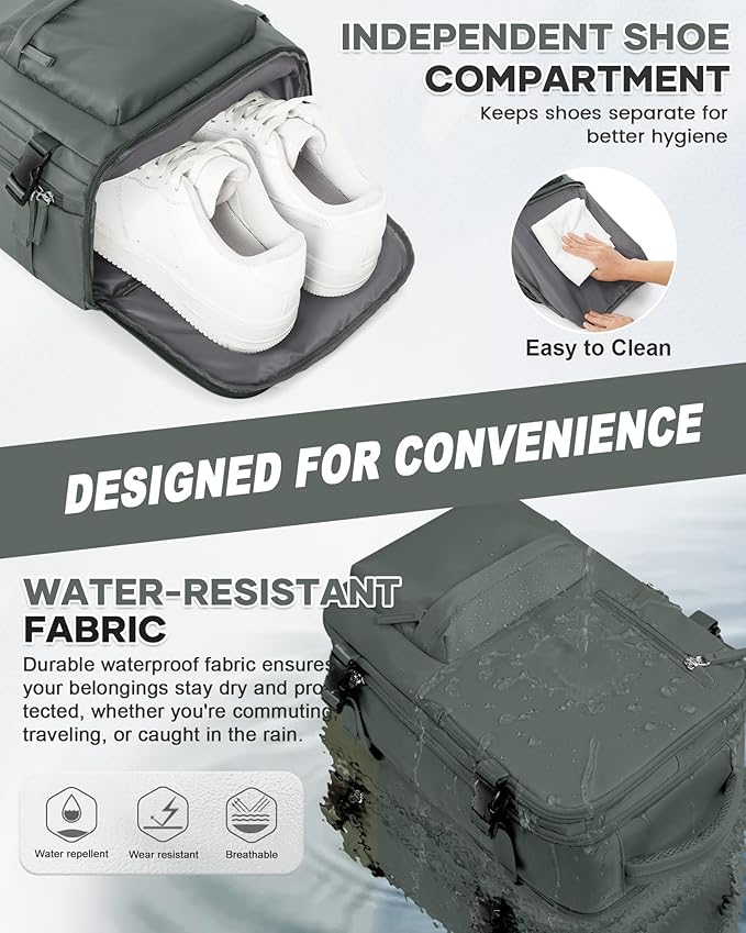 WONHOX Large Travel Backpack Carry on Flight Approved Laptop Work Business Backpack for Women Men Mochila de Viaje