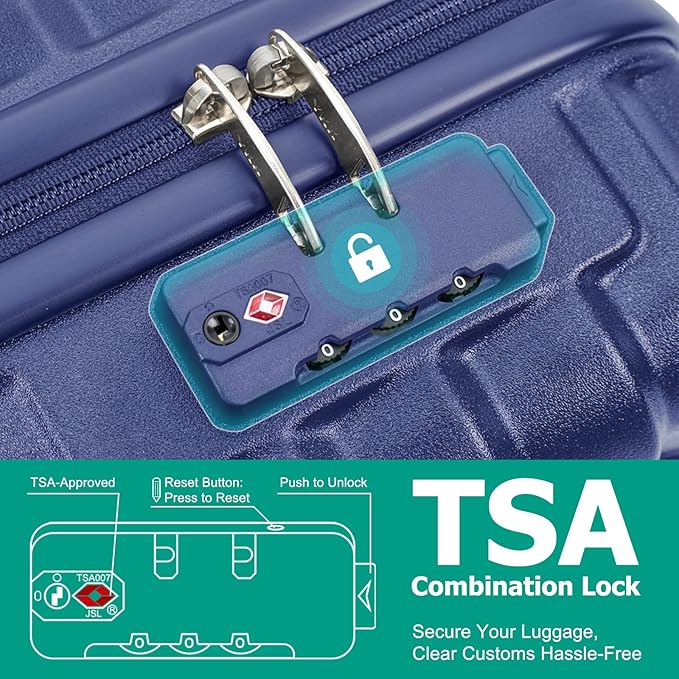 Joyway Luggage Sets 6 Piece with Detachable Spinner Wheels, Lightweight Hard Shell Travel Suitcse Set with TSA Lock (Blue, 6 Piece Set)