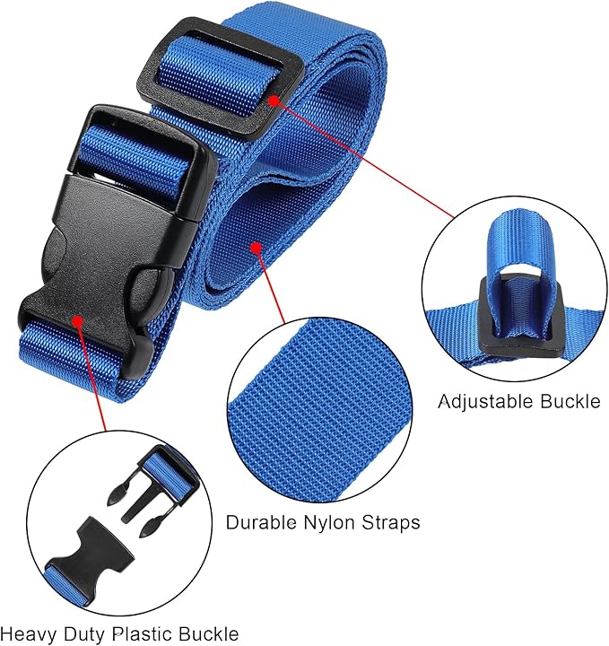 Vigorport Utility Straps Quick Release Nylon Backpack Accessory Bag Strap,Adjustable for Hiking,Travel,Outdoor Sports-4 Pack (Blue, 1" W-48 L)