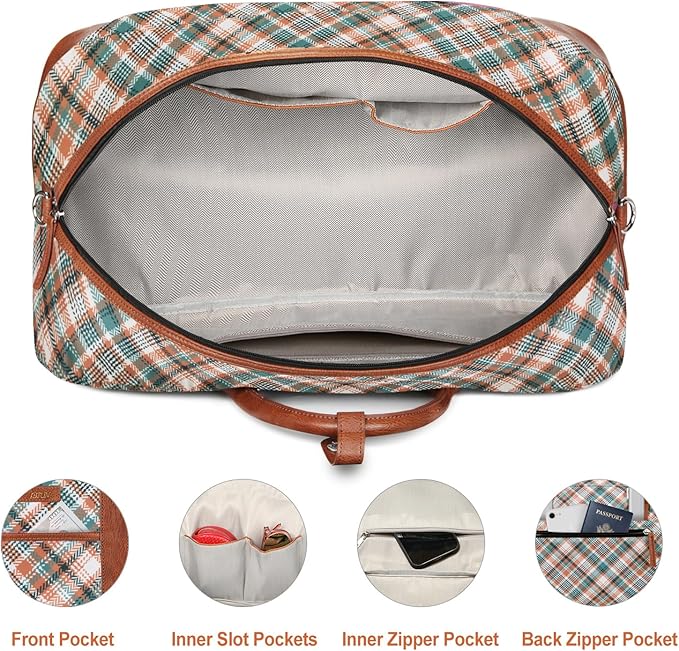 Weekender Bag for Women, Large Overnight Bag Canvas Travel Duffel Bag Carry On Tote with Shoe Compartment 21" 3Pcs Set
