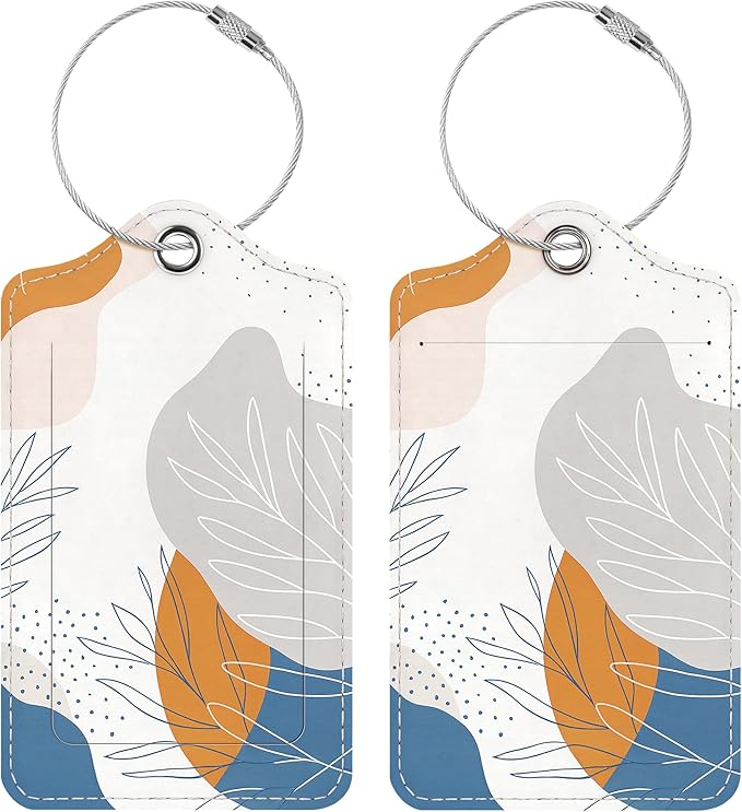 Luggage Tags for Suitcases, 2 Pack Cute PU Leather Luggage Tag TSA Approved with Stainless Steel Loop and Address Card Baggage Tag for Travel&Hotel Stays&Cruise Ships&Shipping and Mailing
