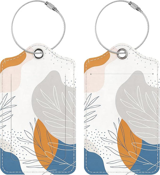 Luggage Tags for Suitcases, 2 Pack Cute PU Leather Luggage Tag TSA Approved with Stainless Steel Loop and Address Card Baggage Tag for Travel&Hotel Stays&Cruise Ships&Shipping and Mailing
