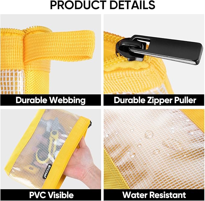 TICONN Tool Pouch, 1680D Oxford Small Tool Bag, Tool Pouches with Zipper, Clear Utility Bag Zipper Pouch for Tool Organizers and Storage (3PK Combo)