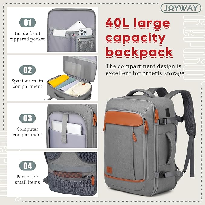 Joyway Expandable Luggage Sets 5 Piece, Lightweight Hard Shell Travel Suitcase Set with Spinner Wheels and TSA Lock (5 piece set，Grey)