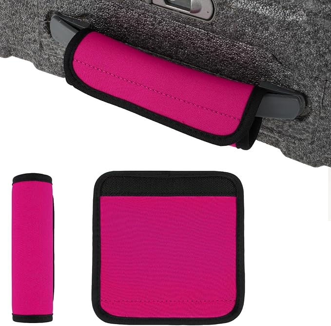 2Pack Luggage Handle Wraps for Suitcase,Rose Red Soft Luggage Identifiers for Suitcases,Travel Essential Bag Handle Wrap,Neoprene Material Suitcase Handle Wraps for Traveling