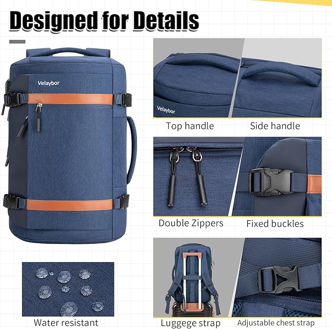 42L Travel Backpack with 4 Packing Cubes, TSA Friendly Flight Approved Carry-On Bag, Water-Resistant Weekender Business Backpack for Men Women, Fits 17.3" Laptop