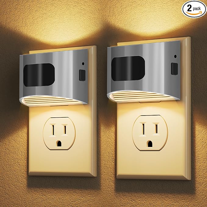Motion Sensor Night Light, Night Lights Plug into Wall, 3000K | 3 Mode Plug-in Night Light with Motion Sensor, Dusk to Dawn, for Bedroom, Bathroom, Hallway, 2 Packs